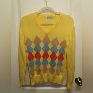 LILLY DACHE Vintage 1950s argyle yellow sweater